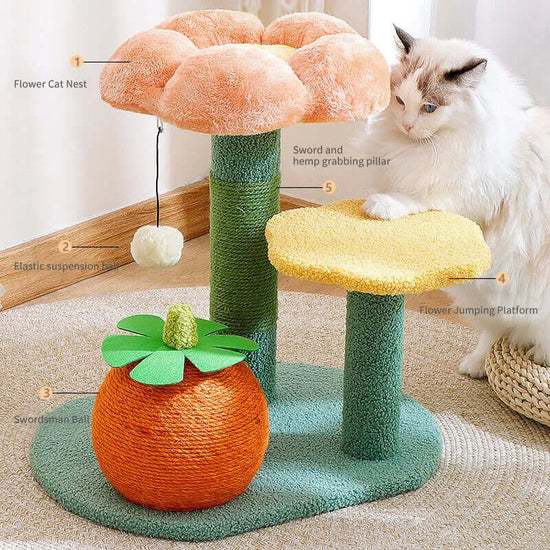 Multi-Level Cat Tree with Sisal Scratching Posts and Tunnel for Indoor Cats